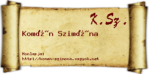 Komán Szimóna névjegykártya